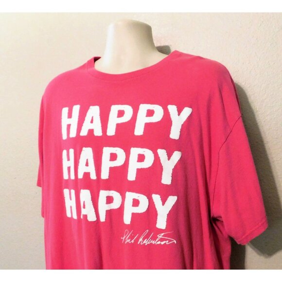 Happy Happy Happy Phil Robertson Duck Commander Tee Shirt 2XL Pink 100% Cotton - Picture 2 of 8
